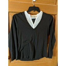 RIDERS by Lee Dress Shirt Blouse Size M Black Pull Over - £11.79 GBP
