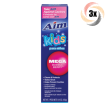 3x Packs AIM Kids Mega Bubble Berry Anticavity Fluoride Gel Toothpaste -... - £11.14 GBP
