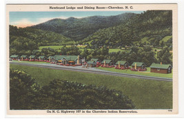 Newfoundland Lodge Cherokee North Carolina 1940s linen postcard - $5.94
