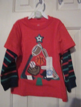 NWT - J KHAKI Boy&#39;s SPORTS TREE Applique Size 3T Red Long Striped Sleeve... - $17.99