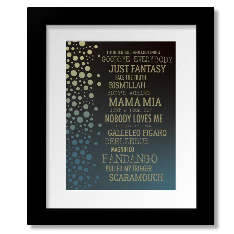 Bohemian Rhapsody by Queen - Rock Music Song Lyric Art Print, Canvas, or Plaque