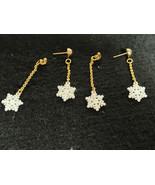 Ladies Pierced Earrings Snow Flakes Dangle Christmas Festive Winter - £11.87 GBP