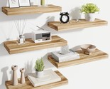 Fixwal 5 Pc\. Floating Shelves Set: 15-Point 8-Inch Rustic Wood Shelves ... - $35.97