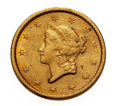 1853 G$1 Gold Liberty One Dollar in About Uncirculated AU Condition - $500.93