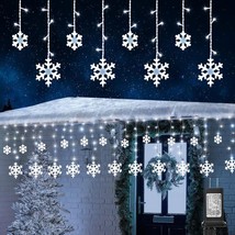 Christmas Snowflake Lights 10.66ft 168 LED Icicle Lights Outdoor with 14 Drops 8 - £44.13 GBP