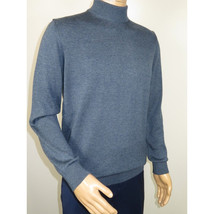 Men's Sweater Knit By BRANGO Turkey Mock Neck Cotton Blend 21050 Indigo Blue image 5