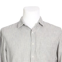 J Crew Off White Gray Blue Check Mens Small Slim Fit Button Down Casual Shirt - $19.71