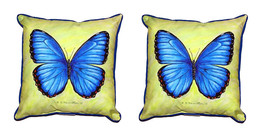 Pair of Betsy Drake Dick’s Blue Morpho Small Pillows 12 Inch X 12 Inch - £55.38 GBP