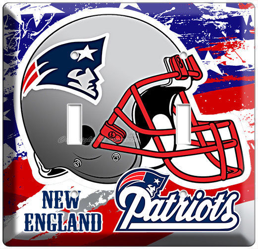 NEW ENGLAND PATRIOTS FOOTBALL TEAM 2 GANG LIGHT SWITCH WALL PLATE MAN CAVE DECOR