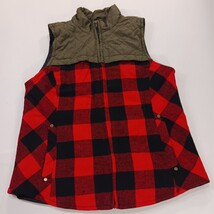 Maurices Woman’s Size Large Buffalo Plaid Flannel Quilted Vest Full Zip Pockets image 12