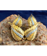 Vtg 18K Yellow Gold Diamond Brooch 14.3g Fine Jewelry Leafy Pin - £1,407.88 GBP