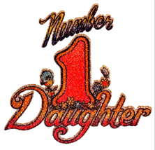 Vintage Glitter Iron on Heat Transfer Number 1 Daughter Roach Inc. 6&quot; x 6&quot; - $9.85