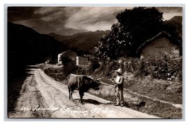 RPPC Man With Burros on Road To Monterrey Nuevo León Mexico UNP Postcard Y12 - £7.28 GBP