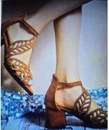 - Sandals For Women Zip Back Rhinestone Cutout Peep Toe Dance Shoes Heels - $14.80