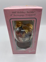 Barbie Doll Holiday Christmas Decoupage Ornament &amp; Stand 1997 Vintage - $4.74