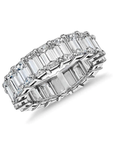 ADIRFINE 925 Sterling Silver 6MM Emerald Cut Cubic Zirconia Eternity Band - £47.18 GBP