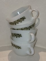 Vintage Pyrex Spring Blossom Crazy Daisy Milk Glass 8 oz Coffee Cups * Set of 4 - £11.95 GBP