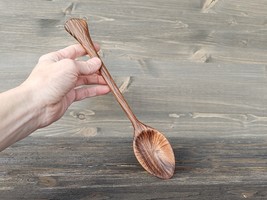 Chiseled handcrafted walnut stirring spoon Unique cooking wooden spoon  - £46.23 GBP