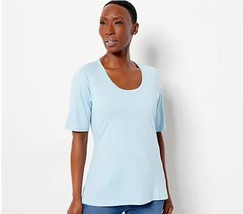 Laurie Felt Cotton Modal Scoop-Neck Tee (Sky Blue, Medium) A471834 - £13.22 GBP