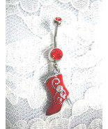 NEW RED HIGH HEEL COWGIRL BOOT CHARM 14g RED CZ BELLY BUTTON RING COWBOY... - £6.28 GBP