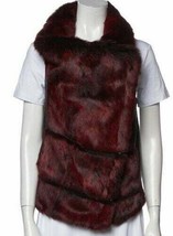Helmut Lang &quot;Flux&quot; Genuine Rabbit Fur &amp; Leather Vest Red &amp; Black S NWT - £281.35 GBP