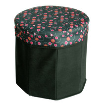 [Bubble - Black] Round Foldable Storage Ottoman / Storage Boxes / Storage Seat - £21.81 GBP