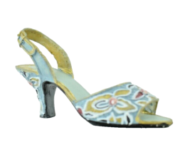 Light Blue Floral Chunky Cone Heel Resin Miniature 4.5 inch Collectible Figure - £6.79 GBP