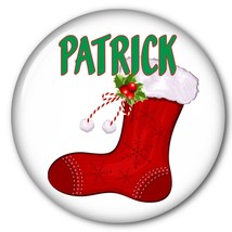 1 Personalized Christmas Holiday Stocking Button Pin Back Buttons Identify Your - £7.20 GBP
