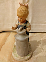 Homco Vintage Denim Days 1985 Porcelain Figurine Little Girl With Jug - £10.94 GBP