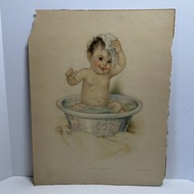 Large Vintage 18x14 Charlotte Becker Smiling Through Baby Print As Is - £19.66 GBP