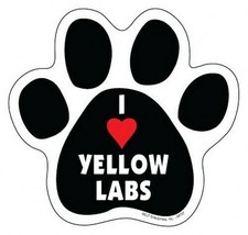 I Heart YELLOW LABS DOG PAW PRINT Fridge Car Magnet 5&quot;x5&quot; Large Size FRE... - £4.61 GBP