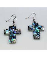 Abalone Cross Dangle Earrings - $12.86