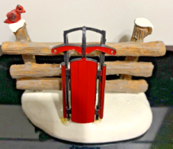 Lemax Christmas Village Accessory Red Sleds and Red Bird on Fence - $12.75