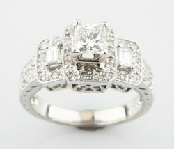 14k White Gold 0.50 ct Diamond Solitaire Ring w/ Accent Stones Size 6.75 - $3,409.65