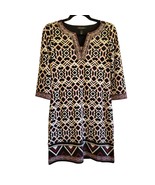 White House Black Market Geometric Sheath Dress Embroidered Trim Extra S... - $38.61