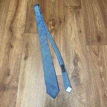 Christian Dior Cravates Mens Blue Geometric Diamond All Silk Neck Tie Paris NY - £18.69 GBP
