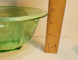 Green Uranium 8" Bowl Ribbed Pattern Rolled Edge image 8