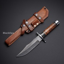 Custom Hand Forged Damascus Steel Hunting Survival Camping Bowie Knife W/Sheath - £116.16 GBP