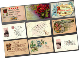 18 POSTCARD Antique Vintage Greetings Poetry Friends 1908-1929 1c 2c stamp - £42.19 GBP