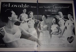 Lovable Bra 2 Page Magazine Print Advertisement 1956  - $5.99