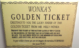WILLY WONKA AND THE CHOCOLATE FACTORY GOLDEN TICKET MAGNET 2X3 INCHES CH... - $7.99