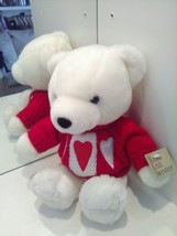 Dan Dee Collectors Choice Teddy Bear Hand Knit sweater w Hearts Stuffed 10 Inch  - $14.85