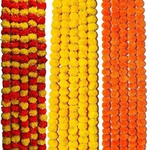 Artificial Marigold All Type Occasion Decoration Flower Multicolor 60Inch 15 Pcs - £27.92 GBP
