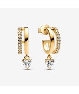 14k Gold-plated Dangling Heart Hoop Earrings 263685C01 - $25.79 CAD