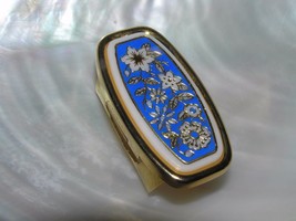 Vintage Blue &amp; White Plastic Floral &amp; Goldtone Lipstick Cover Holder – 1 x 1 and - £6.14 GBP