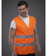 Fluorescent Orange Pinstripe Waistcoat Vest With Reflective Strips - $7.43