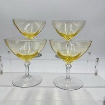 Fostoria Topaz Low Stem Art Glass Sherbet Champagne Yellow Glasses 4” Set 4 - $90.00