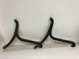 Vintage INDUSTRIAL CAST IRON LEGS bench ends pair black metal heavy solid rustic - £70.91 GBP