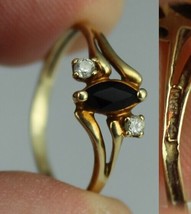 Estate Sale! 10k GOLD solid ring BLACK ONYX gemstone 1950&#39;s size 6.5 womens - £119.46 GBP