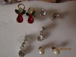 earrings pierced 4 pair angels pearl simulated diamond? dangle (jewel 71) - £15.82 GBP